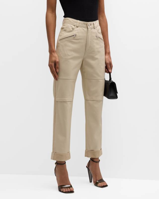 Aysel Straight Leather Ankle Pants