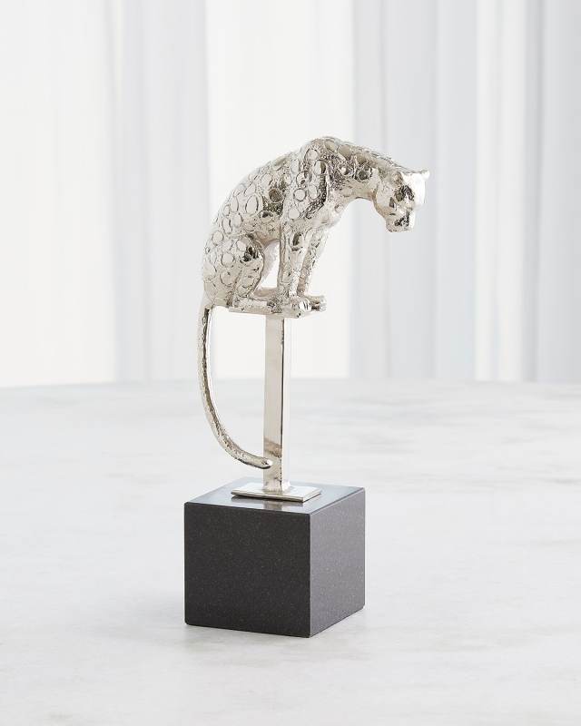 Perched Jaguar on Stand, Nickel