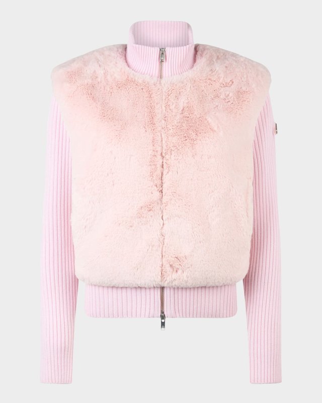 Dua Bunny Faux-Fur Ribbed Sweater Jacket