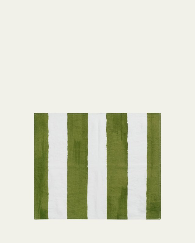 Avocado Green Stripe Napkins, 20" Square