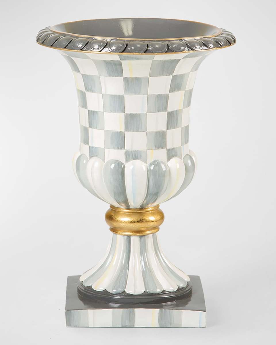 Sterling Check Pedestal Tabletop Urn