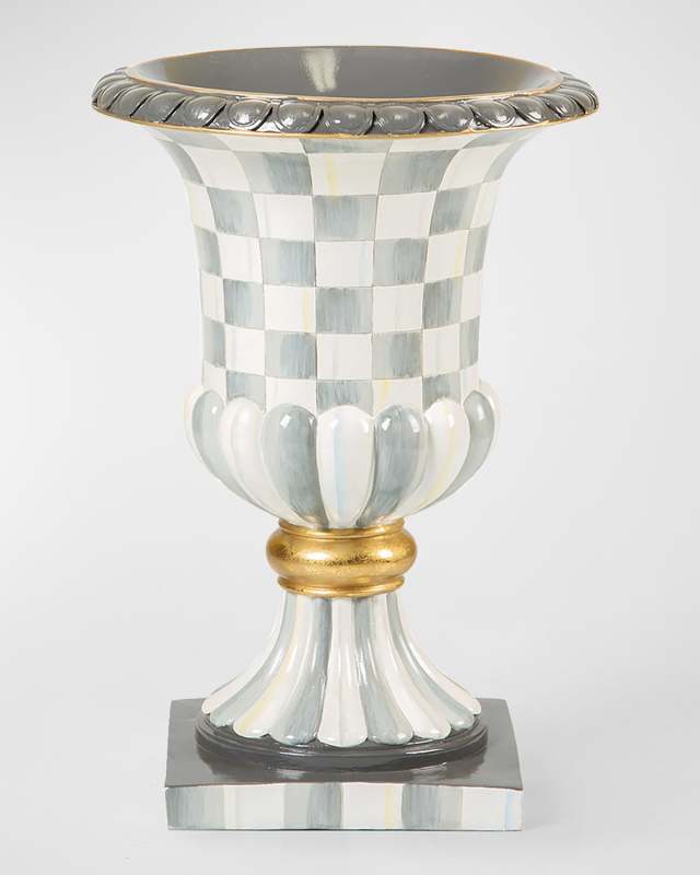 Sterling Check Pedestal Tabletop Urn
