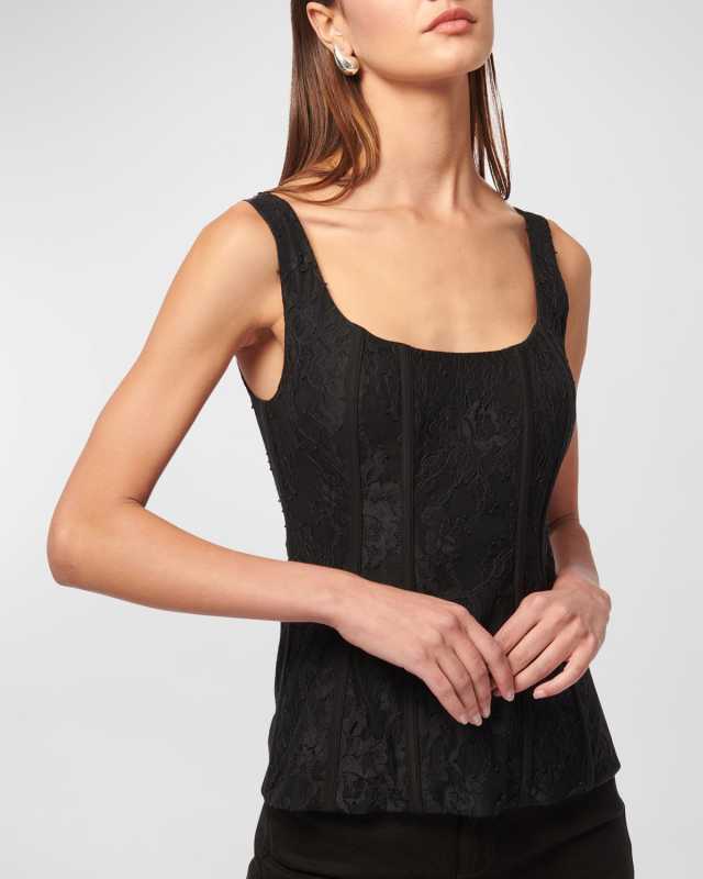 Rosaria Paneled Square-Neck Corset