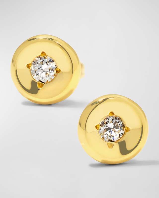 18k White Gold Diamond Round Stud Earrings