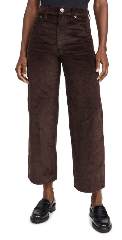 rag & bone Andi Ankle Wide Leg Corduroy Jeans Dark Brown