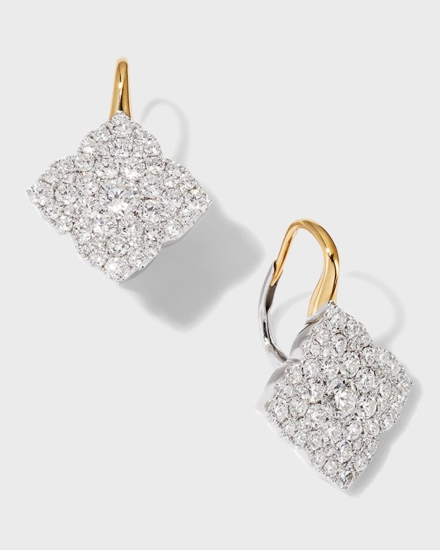 18K Yellow and White Gold Fleur D'Amour Diamond Earrings