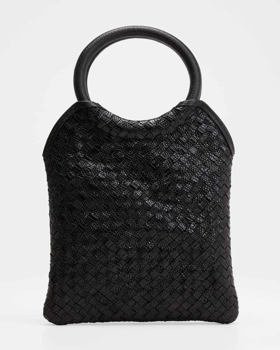 Charlotte Woven Lizard Top-Handle Bag