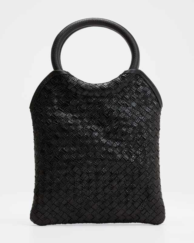 Charlotte Woven Lizard Top-Handle Bag