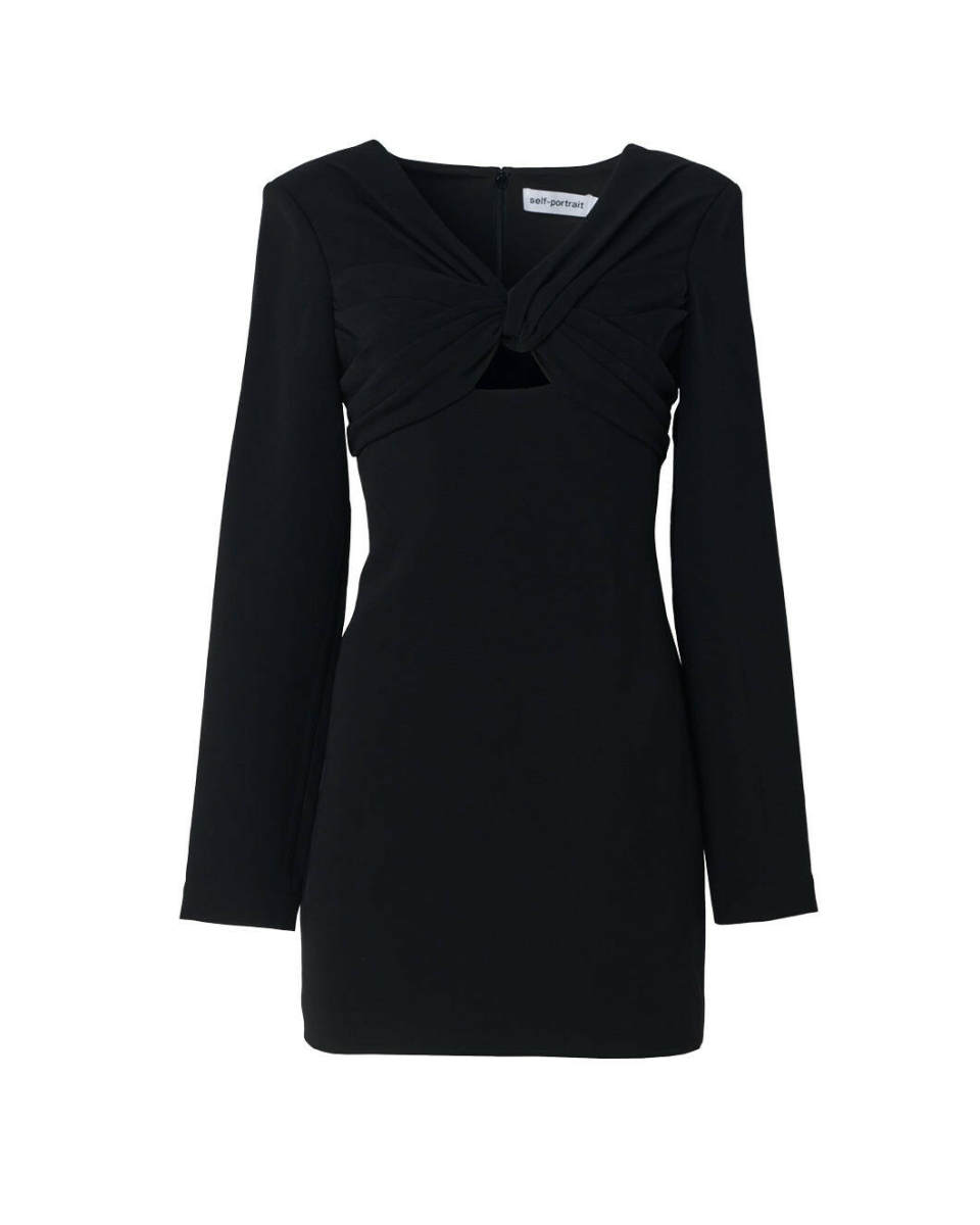Black Stretch Crepe Mini Dress