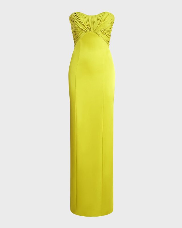 Henna Strapless Chiffon & Satin Column Gown