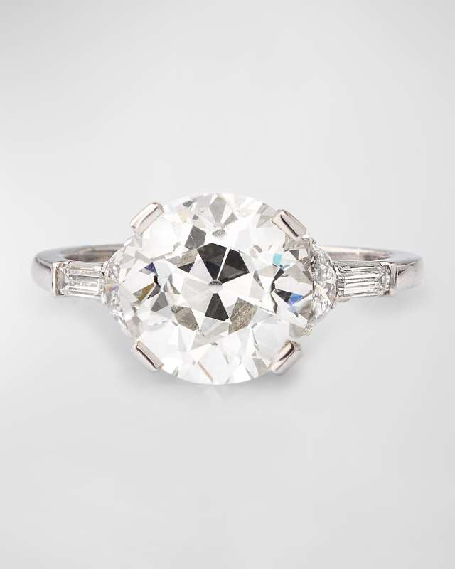 Estate Platinum Old European Cut Diamond Ring, Size 7.25