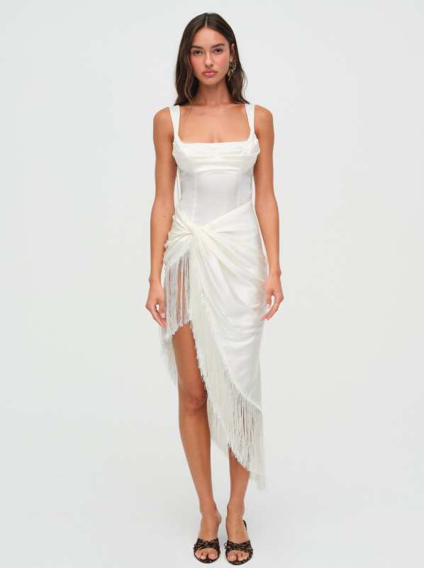 For Love & Lemons Anisa Fringe Midi Dress