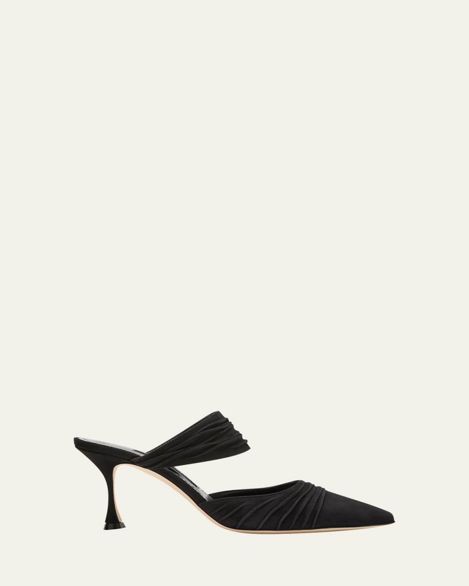Circeamu Ruched Suede Mule Pumps