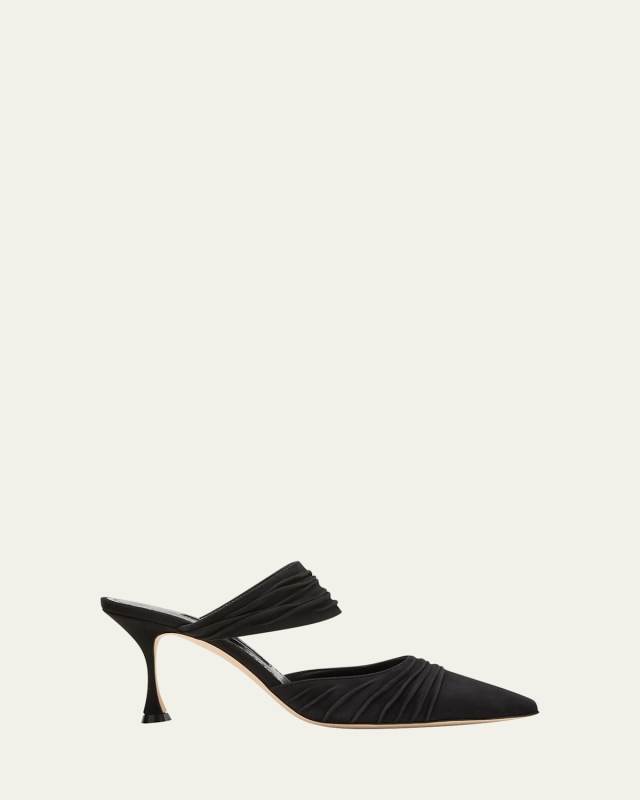 Circeamu Ruched Suede Mule Pumps