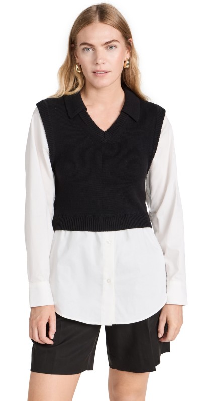 Pistola Denimofia Top BLACK WHITE POPLIN