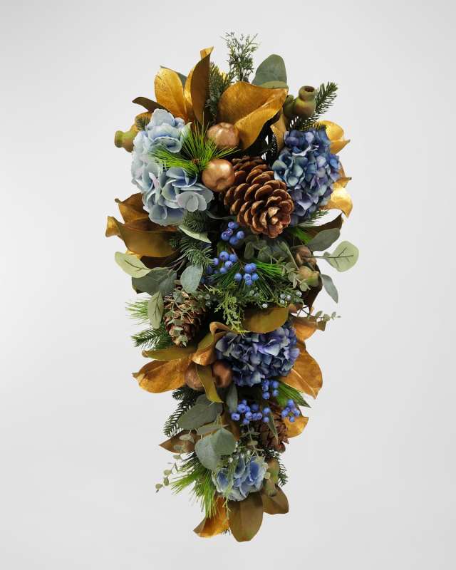 30" Holiday Hydrangea Cone Drop Door Spray