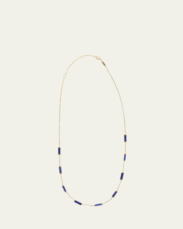 Bar Chain Necklace with Gemstones