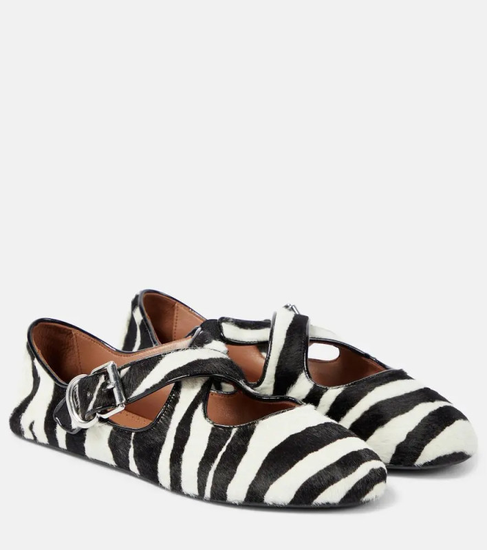 ALAIA Criss Cross Zebra-print Ballet Flats