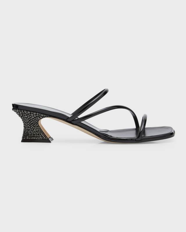 Metallic Crystal Three-Band Slide Sandals