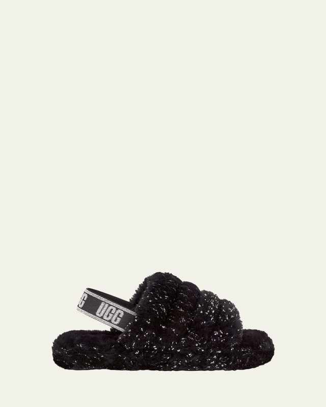 Girl's Fluff Yeah Metallic Sparkle Quilted Slippers, Kids