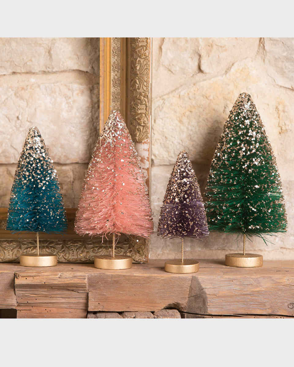 Jewel-Tide Bottle Brush Trees, Set of 4