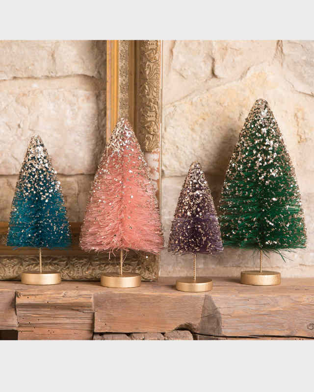 Jewel-Tide Bottle Brush Trees, Set of 4