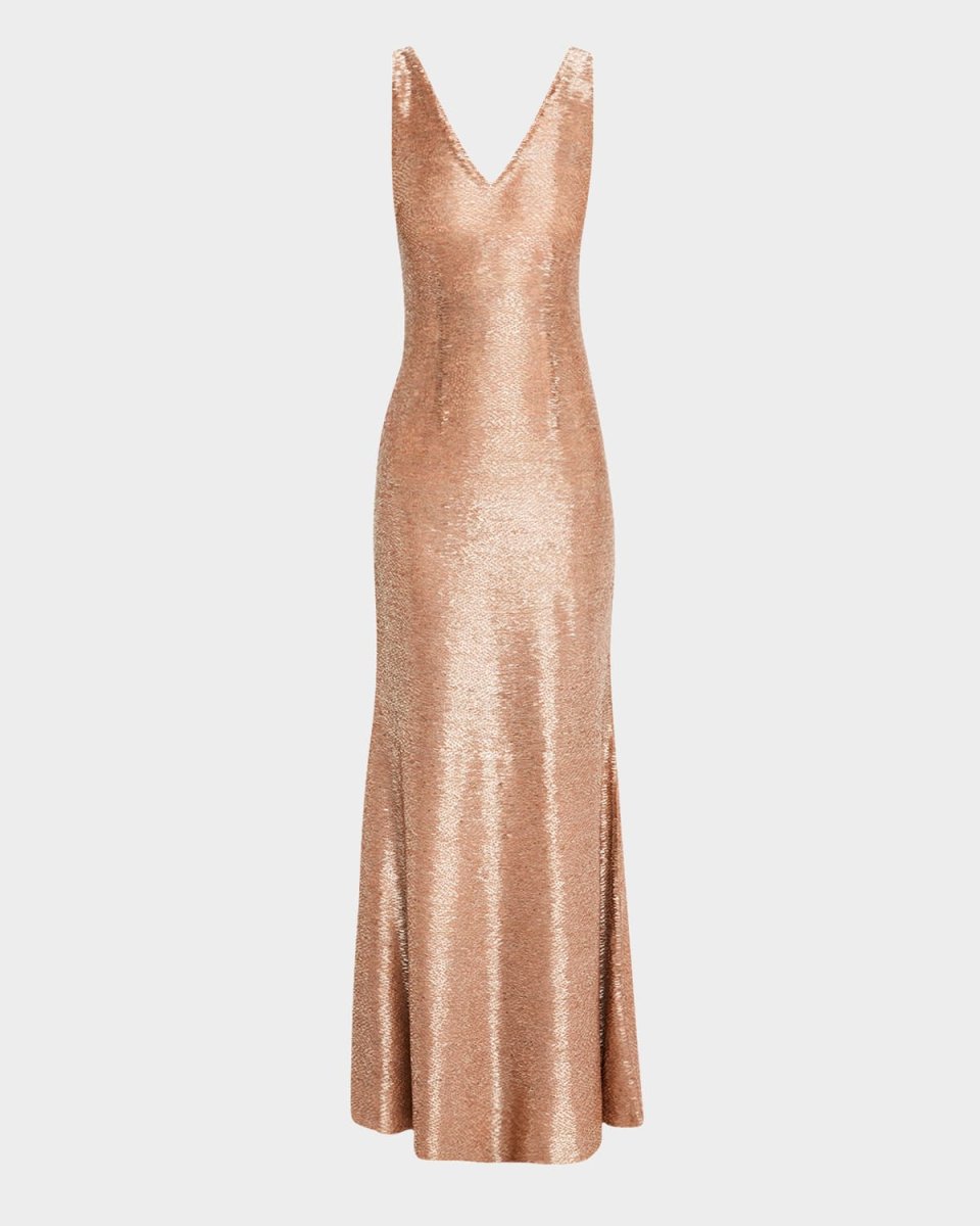 Marjorie V-Neck Beaded Backless Mermaid Gown