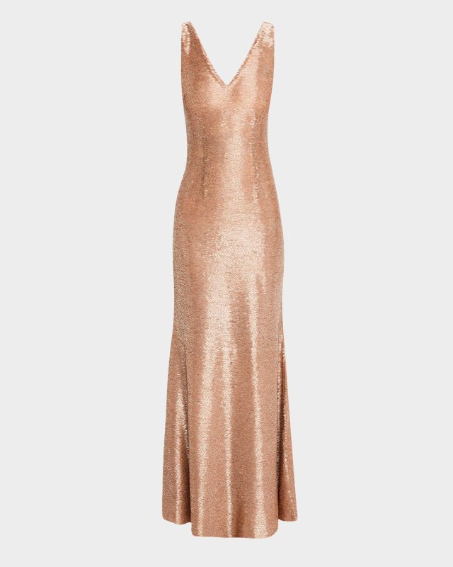 Marjorie V-Neck Beaded Backless Mermaid Gown