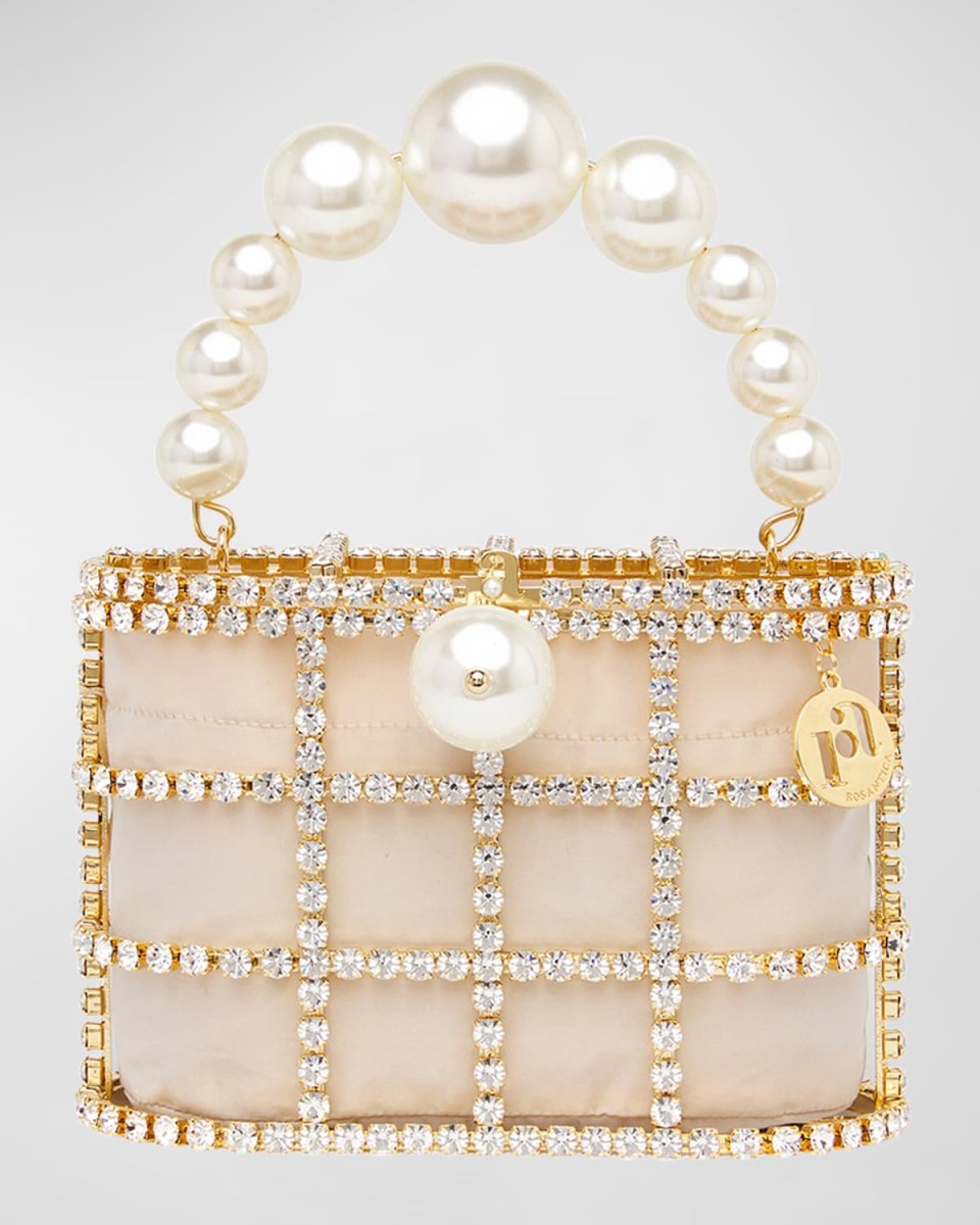 Holli Pearly Crystal Caged Top-Handle Bag