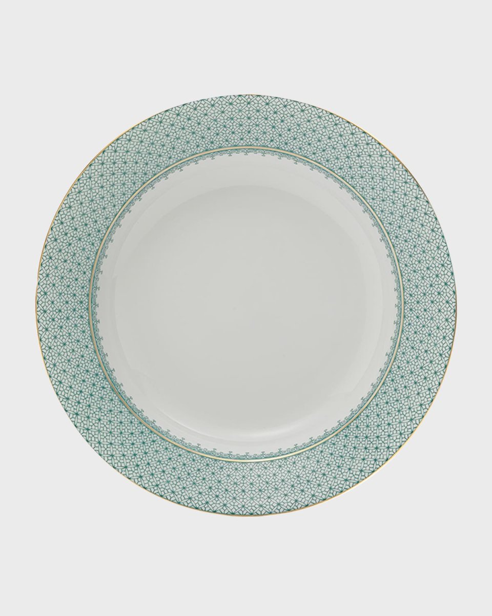 Green Lace Rim Soup Bowl