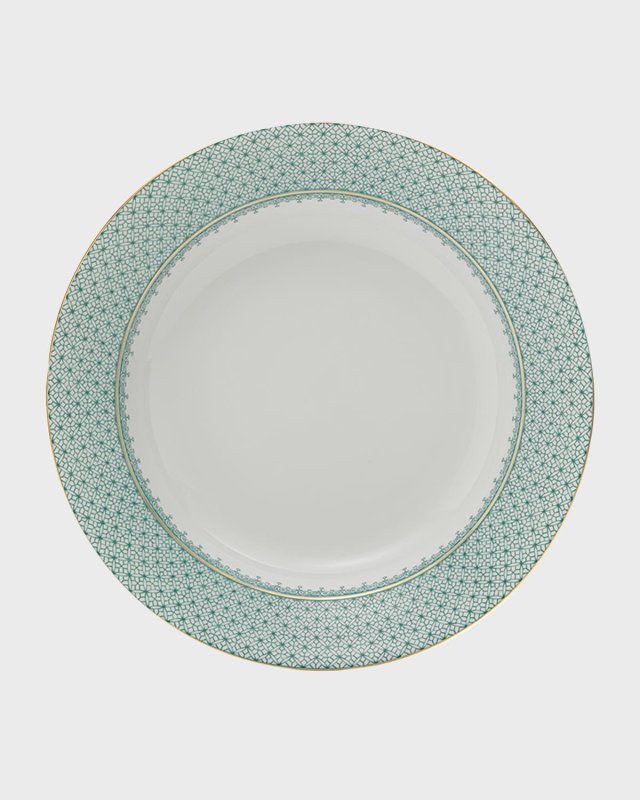 Green Lace Rim Soup Bowl