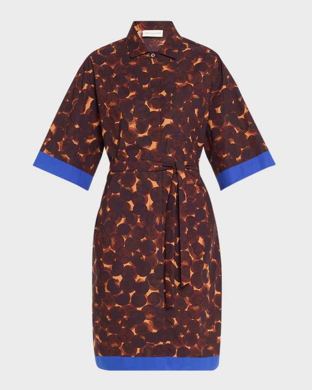 Doralia Printed Shirtdress with Tie Belt