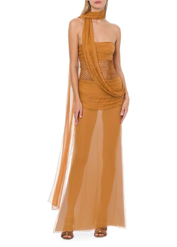ALBERTA FERRETTI Scarf dress in chiffon and macramé