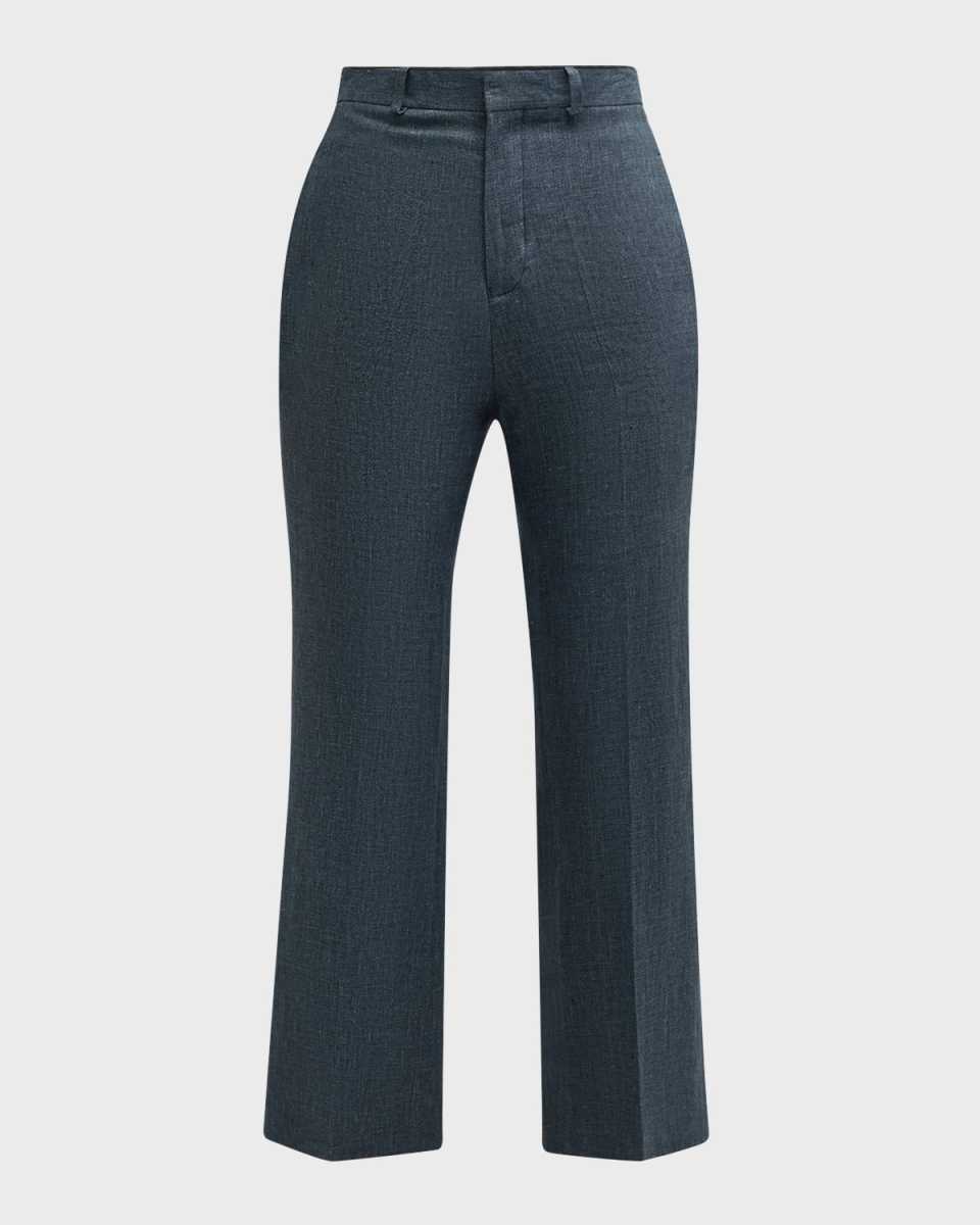Credo Woven Linen Bootcut-Leg Crop Trousers