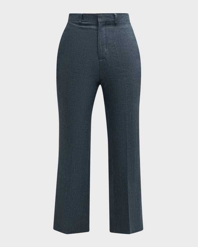 Credo Woven Linen Bootcut-Leg Crop Trousers