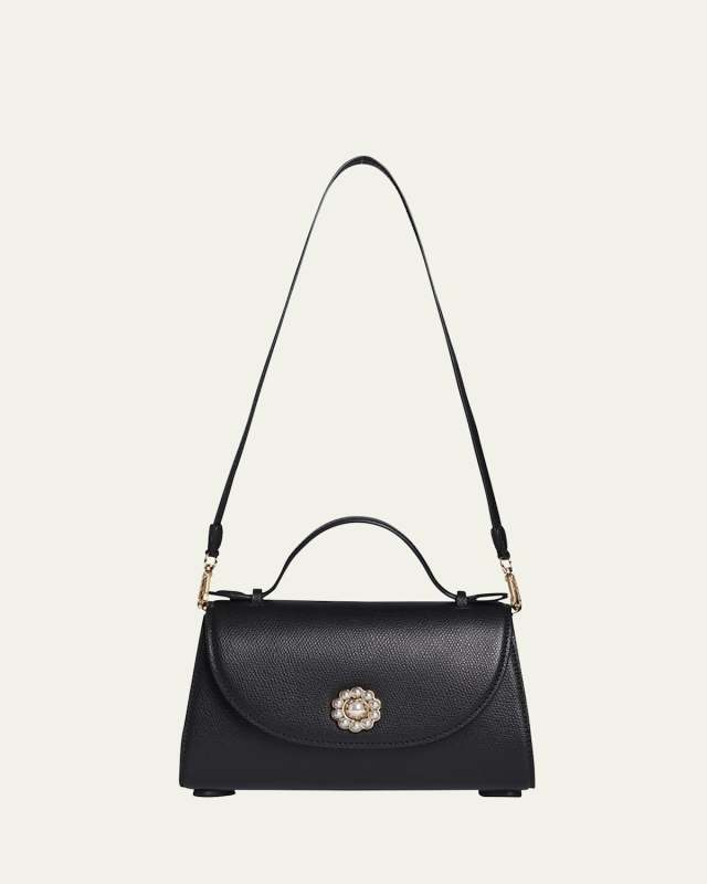 Valentine Pearly Pochette Leather Crossbody Bag
