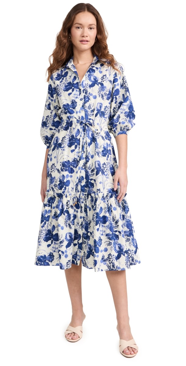 Cara Cara Hutton Dress Eve Blue Hanging Orchids