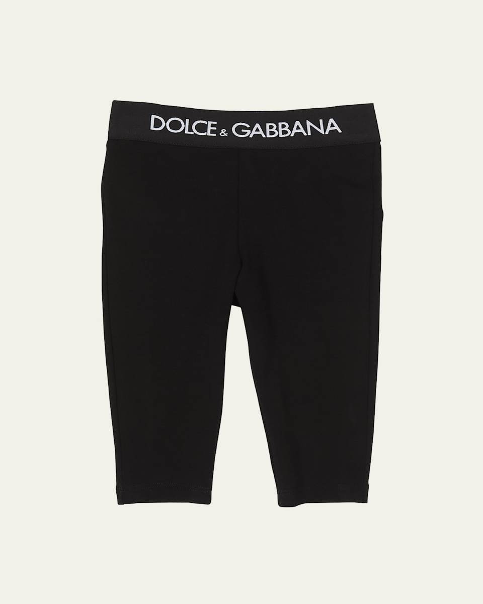 Girl's Logo-Tape Waistband Leggings, Size 4-6