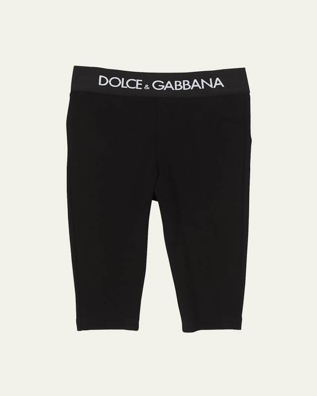 Girl's Logo-Tape Waistband Leggings, Size 4-6