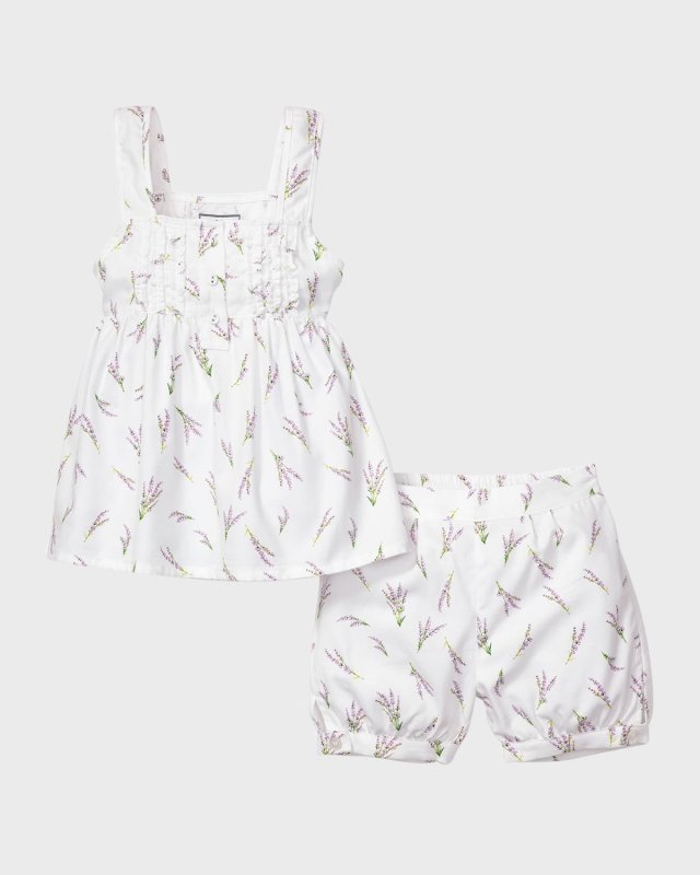 Girl's Charlotte Fields Of Provence-Print Shorts Set, Size 2-12