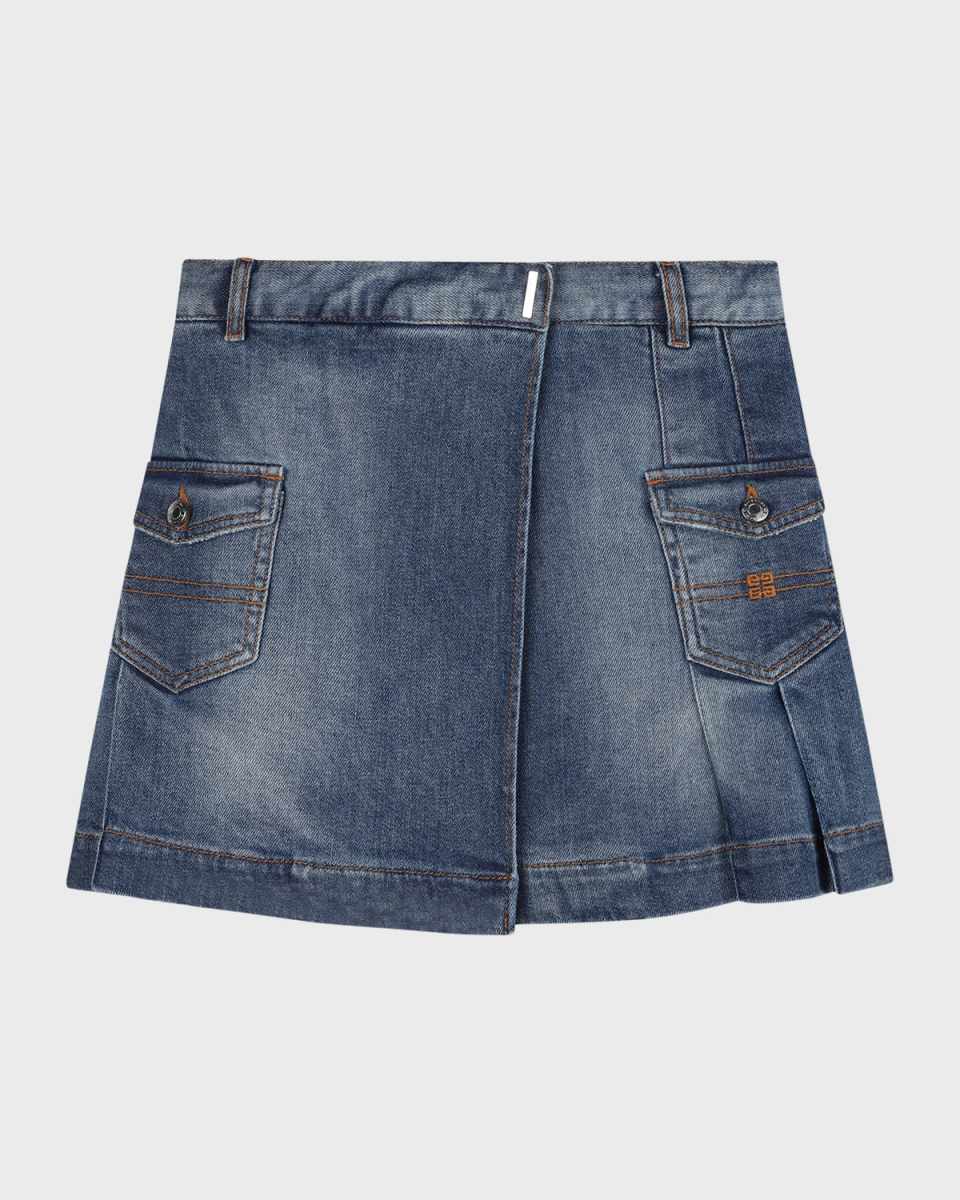 Girl's Pleated Denim Skirt, Size 4-6