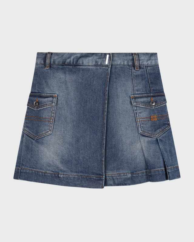 Girl's Pleated Denim Skirt, Size 4-6