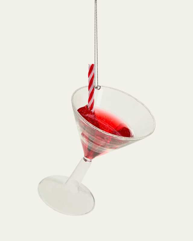 Candy Cane Martini Christmas Ornament