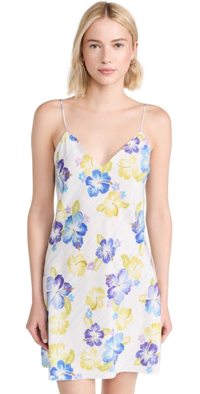 DANNIJO Mini Biaslip Dress Watercolor Hibiscus Azul