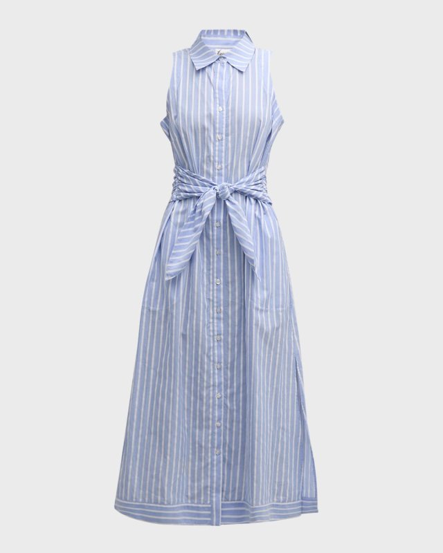Ellis Striped Cotton Dobby Midi Shirtdress