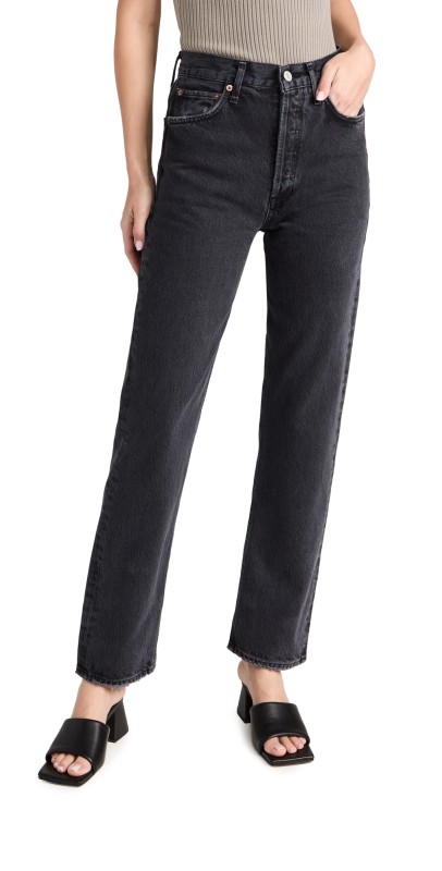 AGOLDE 90s Pinch Waist High Rise Straight Jeans Black Tea