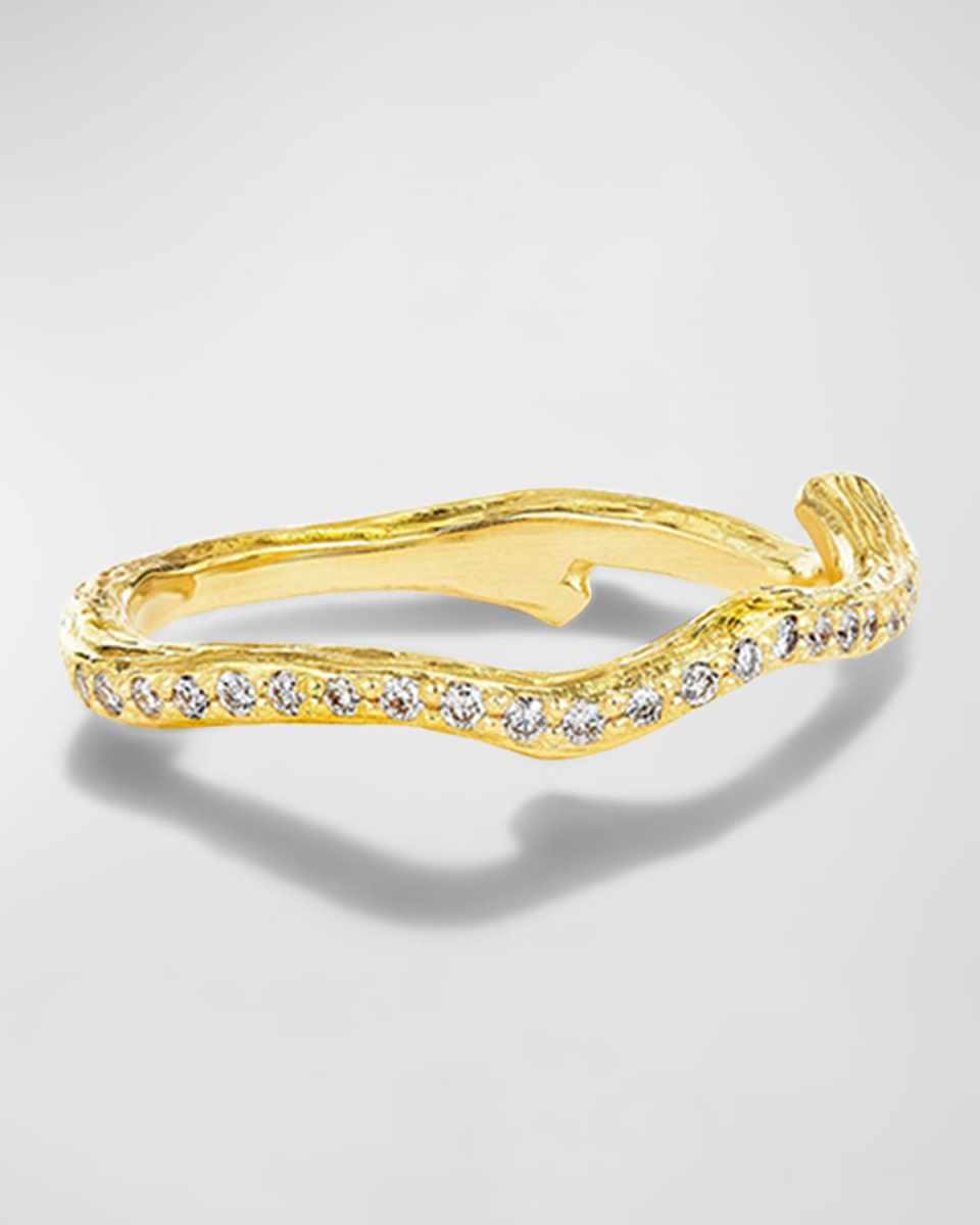 18K Yellow Gold Wonderland Twig Pave Diamond Eternity Ring