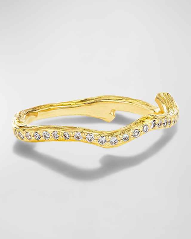 18K Yellow Gold Wonderland Twig Pave Diamond Eternity Ring