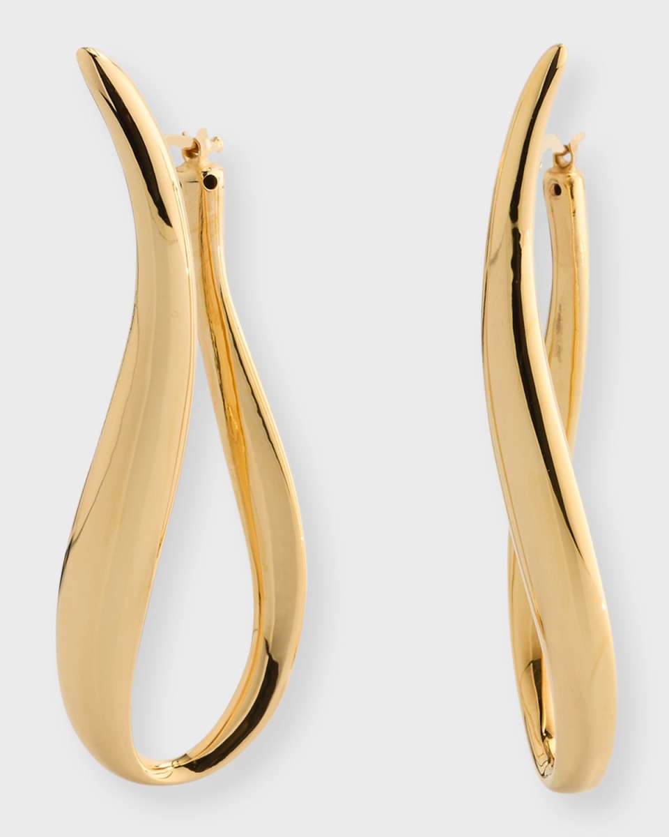 Golden Dreams 18K Yellow Gold Elongated Wavy Hoop Earrings