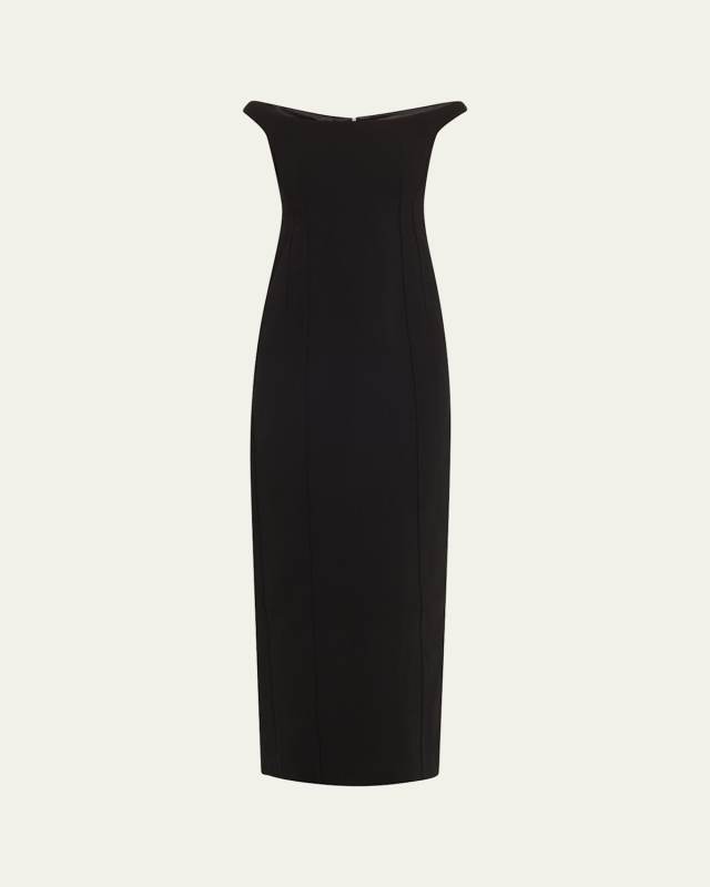 Curved Off-The-Shoulder Maxi Dress